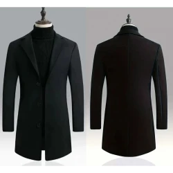 Men Classic Wool Blend Pea Coat Stylish Jacket