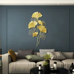 Elegant Ginkgo Leaf Metal Wall Decor Sculpture