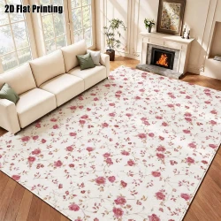 Pink Floral Velvet Carpet for Modern Home Decor