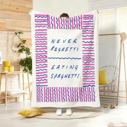 Colorful Retro Art Lips Kiss Pattern Flannel Blanket