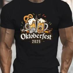 Men Oktoberfest Graphic Tee Beer Mug Design T-Shirt