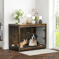 Stylish Pet Cage Kennel with Dual Doors and Tray