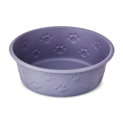 Stylish Purple Paws Medium Stainless Steel Dog Bowl