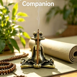 Vintage Brass Meditating Frog Incense Holder