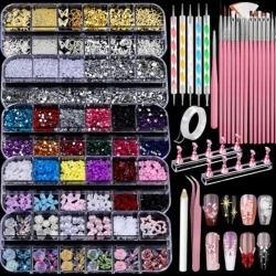 Nail Art Tools and 3D Charms Deluxe Set