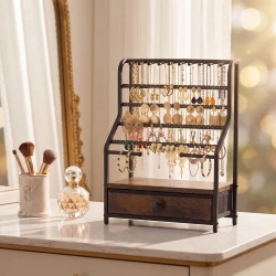 Elegant Jewellery Organiser Stand with Velvet Drawer