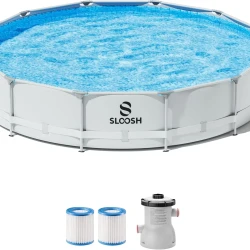 Joyfy Outdoor Round Above Ground Swimming Pool Set