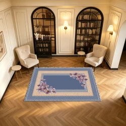 Vintage Floral Design Square Floor Rug