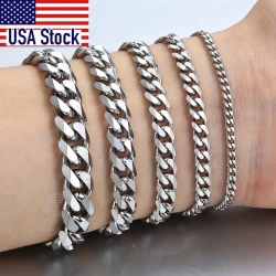 Stylish Stainless Steel Cuban Link Bracelet for Men Women
