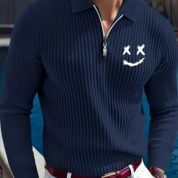 Men's Stylish Long Sleeve Polo Shirt for Fall