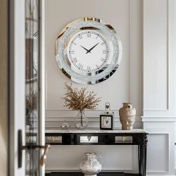 Elegant Silver Tawny Tinted Round Wall Clock