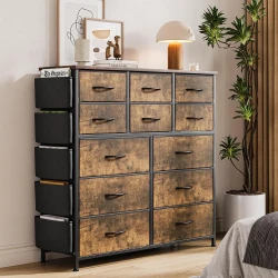 12 Drawer Fabric Dresser with Side Pockets