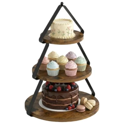 Large Wooden Tiered Serving Tray for Desserts