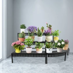 Retro 3-Tier Iron Plant Stand with Cut-Outs