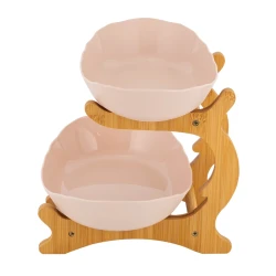 Bamboo and PP Two Tier Fruit Bowl Rack