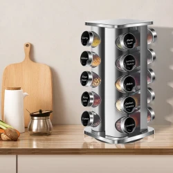 360 Degree Rotating Spice Rack with Jars and Accessories