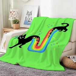Cozy Cartoon Cat Flannel Throw Blanket