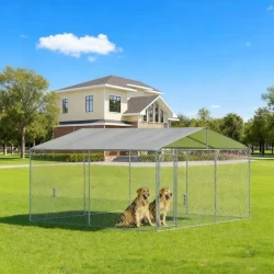 Steel Dog Kennel with Protective Canopy Large