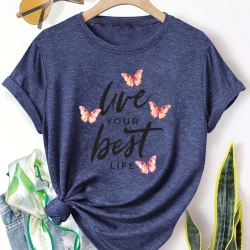 Plus Size Women's Summer Butterfly T-Shirt