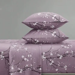 Purple Gray Triangle Patchwork Bedding Set