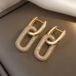 Retro Double Loop Geometric Drop Earrings for Women