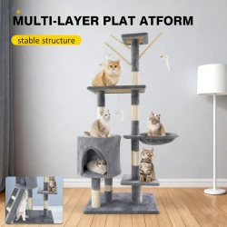 Multilevel Cat Tree Tower with Scratching Posts