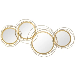 HOMCOM Modern Gold Metal Wall Art with Mirrors
