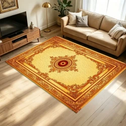 Golden European Palace Baroque Floor Rug
