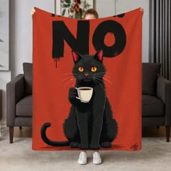 Bold Black Cat Flannel Throw Blanket