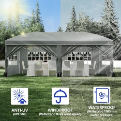 10x20ft Waterproof Pop Up Canopy Tent with Windows