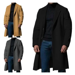 Men's Classic Wool Blend Pea Coat for Winter