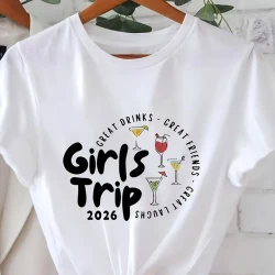 Girls Trip 2026 Graphic T-Shirt with Cocktails