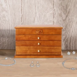 Large Capacity Wooden Jewelry Box Organizer with Mirror