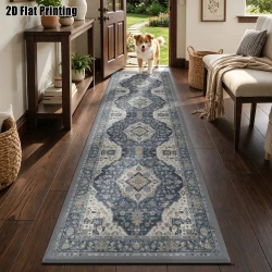 Long Strip Geometric Rug Blue Grey Nordic Style