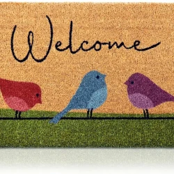 Vibrant Birds Coconut Fiber Welcome Mat 17x29