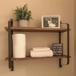 Large Rustic Industrial Floating Wall Shelf Unit