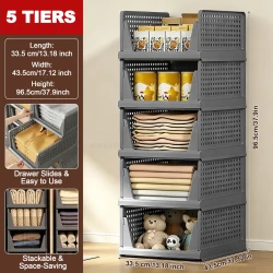 5 Piece Large Capacity Foldable Storage Basket Set