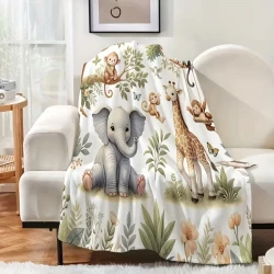 Woodland Safari Animal Fleece Blanket for Kids