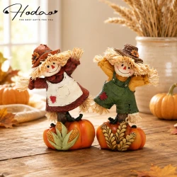 Fall Harvest Scarecrow Figurines Set of 2