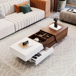 Modern Extendable Sliding Top Coffee Table with Storage