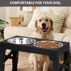 Adjustable Elevated Dog Bowl Feeder Station with Stainless Bowls