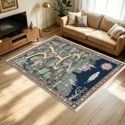 Vintage Fantasy Town Map Carpet Rug