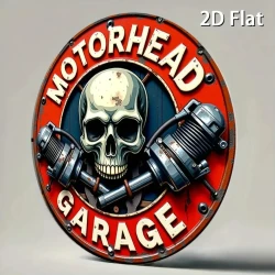 Motorhead Garage Skull Pistons Vintage Wall Sign