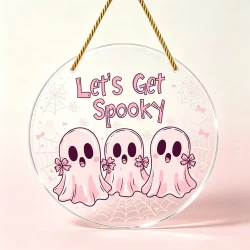 Sweet Pink Ghost Acrylic Hanging Wall Sign