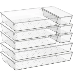 8 Pack Clear Drawer Organizer for Home and Kitchen