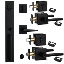 Front Door Handle with Two Deadbolts Set