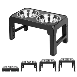 Height Adjustable Elevated Dog Bowl with Stainless Steel