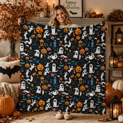 Cute Halloween Ghost Pumpkin Blanket For Kids