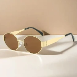 6 Piece Retro Oval Geometric Metal Sunglasses Set