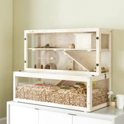 PawHut Three Tier Wooden Hamster Cage